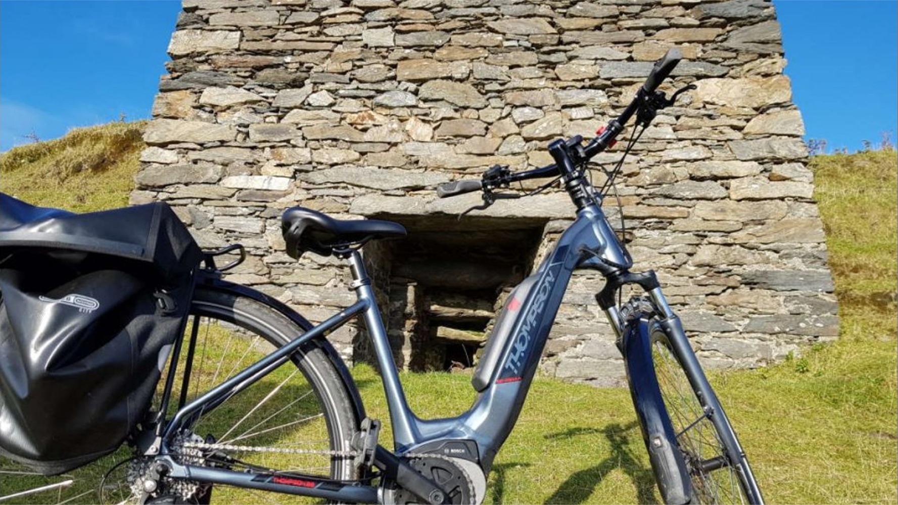 e-bike tour - next to a lime kiln, County Donegal, Ireland - guided adventure tours with DanyGal Tours, Donegal Tour Guides